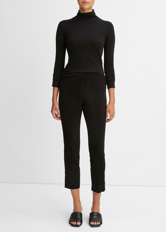 Stretch Suede Split Hem Crop Legging in Leggings BLACK | VINCE Women