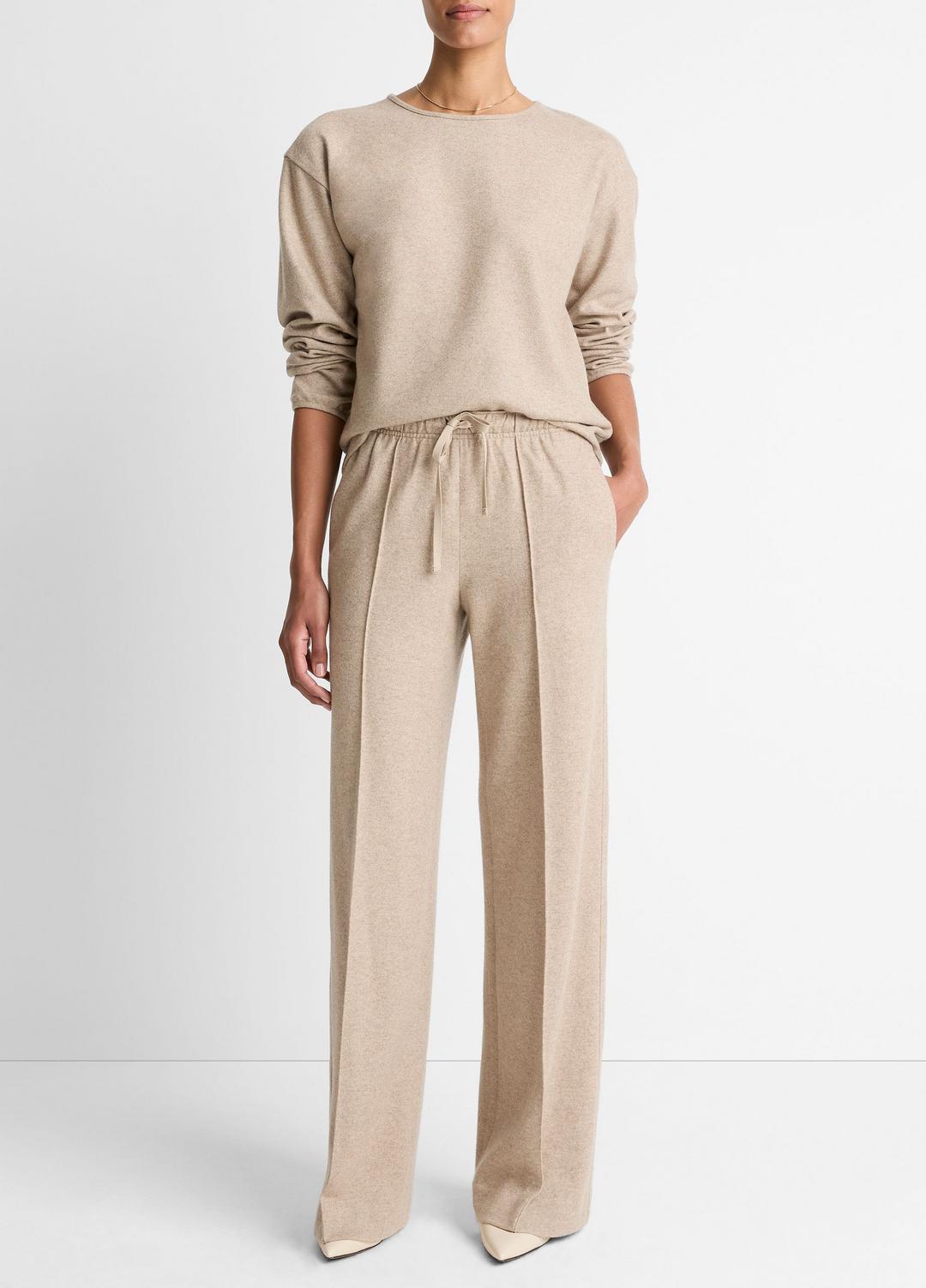 Wool-Blend Tailored Wide-Leg Pant in Wide Leg HEATHER MARZIPAN | VINCE Women