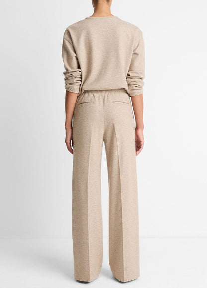Wool-Blend Tailored Wide-Leg Pant in Wide Leg HEATHER MARZIPAN | VINCE Women
