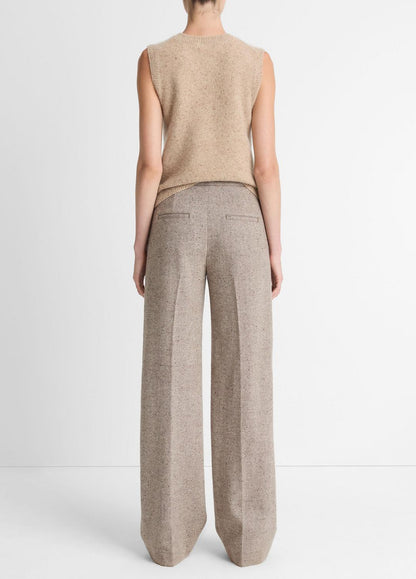 Donegal Wool-Blend Wide-Leg Trouser in Trousers OAT STONE | VINCE Women