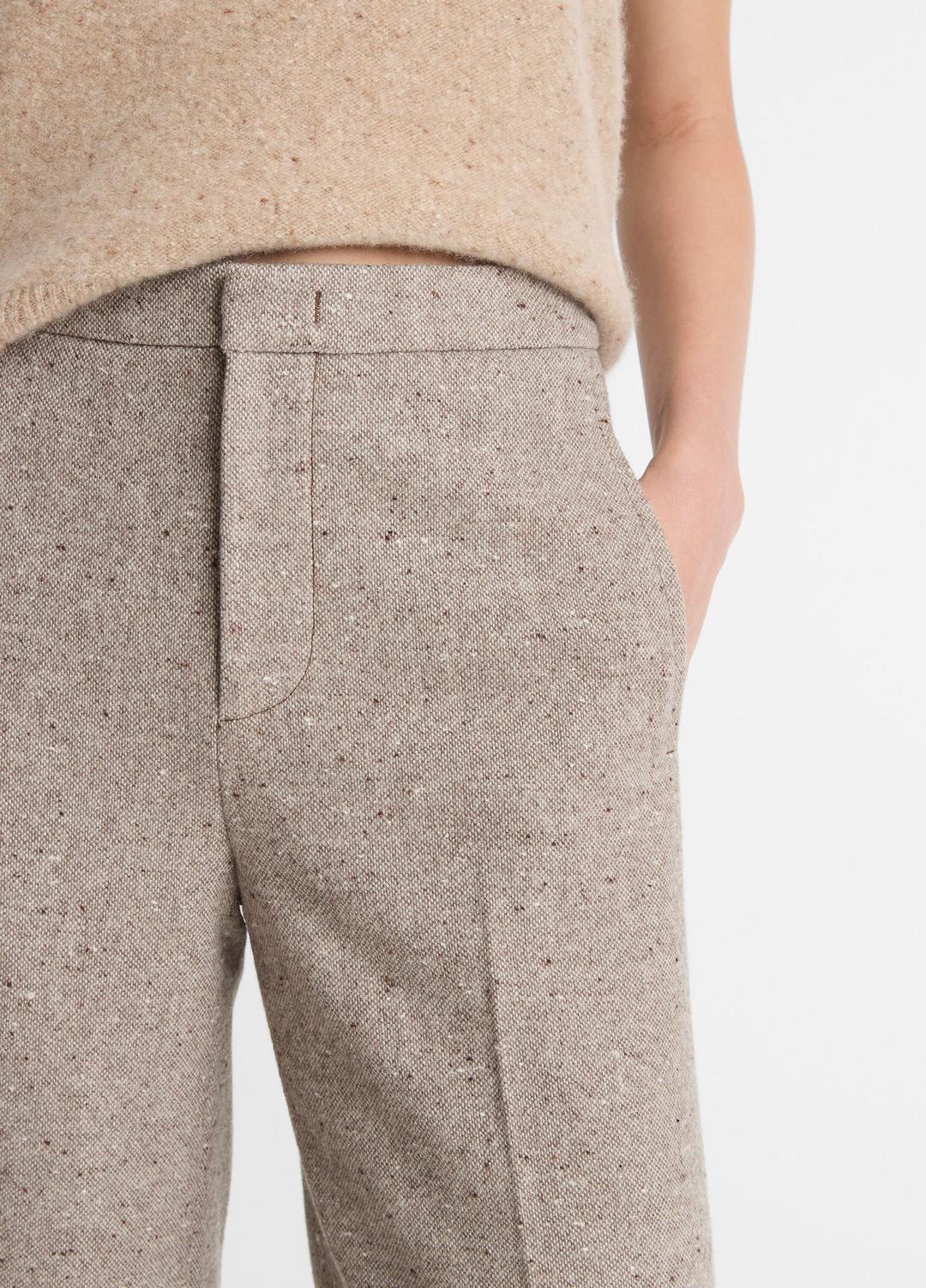 Donegal Wool-Blend Wide-Leg Trouser in Trousers OAT STONE | VINCE Women