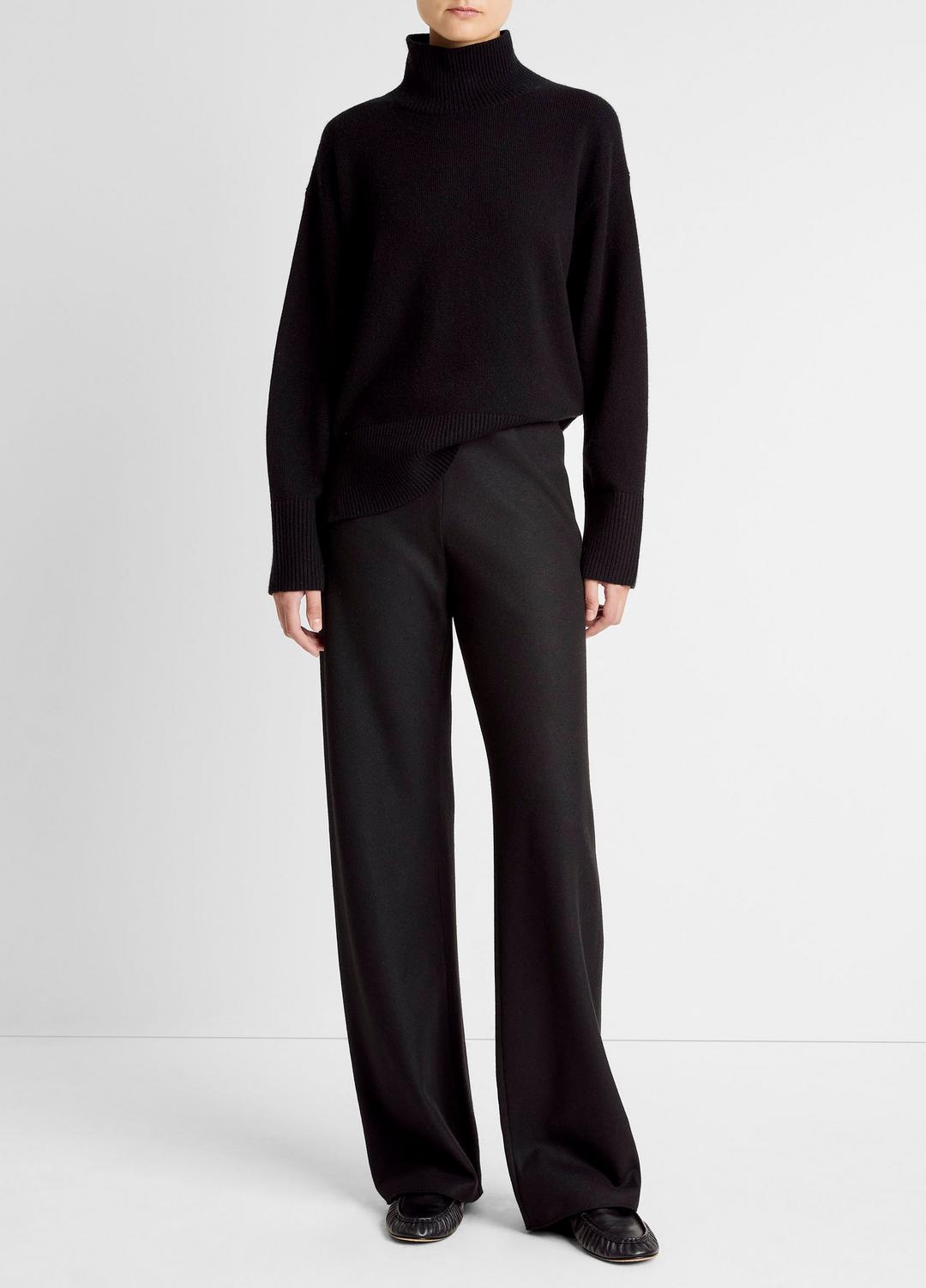 Italian Wool-Blend High-Waist Bias Pant in Trousers BLACK | VINCE Women