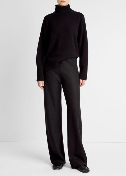 Italian Wool-Blend High-Waist Bias Pant in Trousers BLACK | VINCE Women