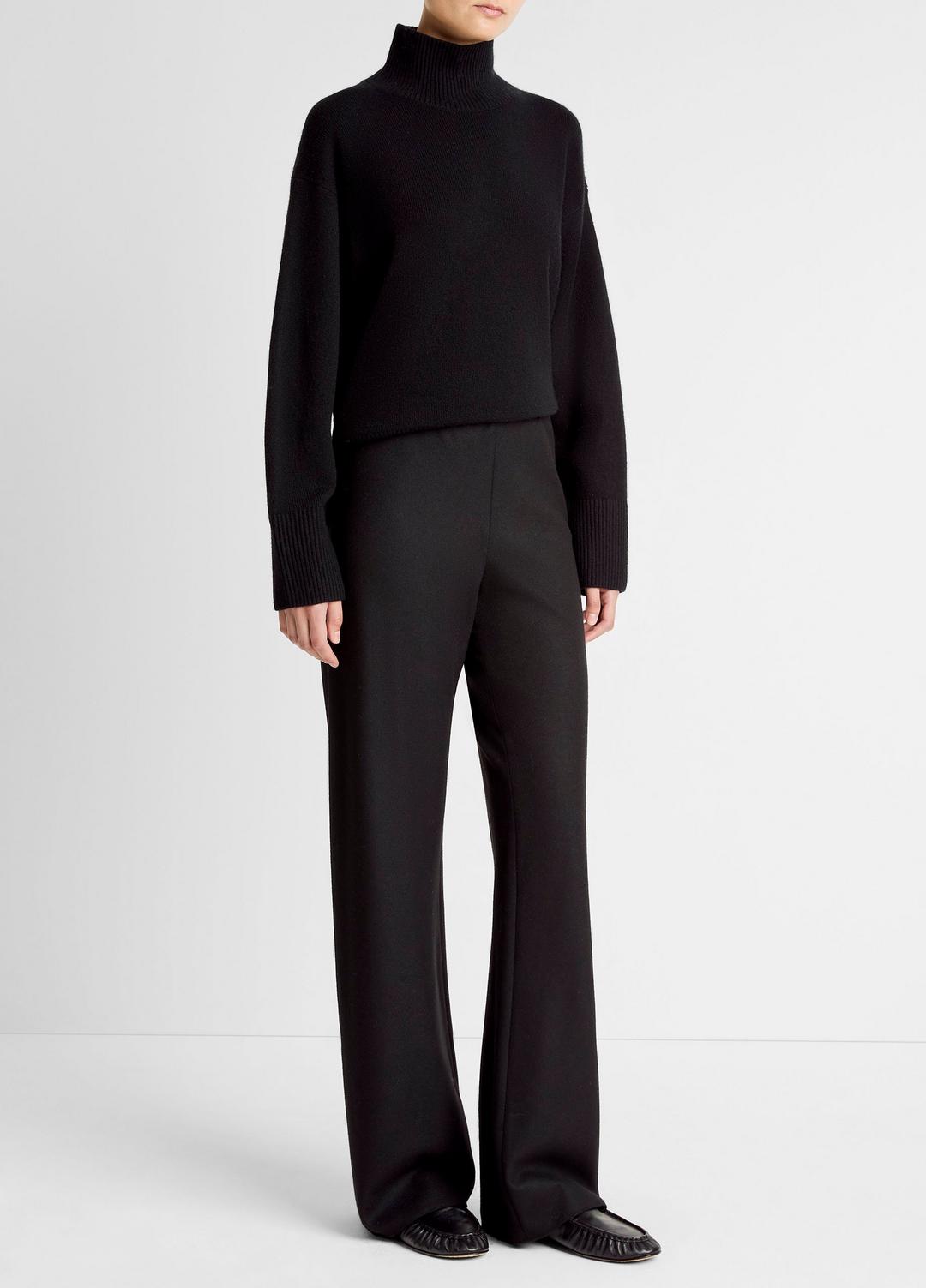 Italian Wool-Blend High-Waist Bias Pant in Trousers BLACK | VINCE Women