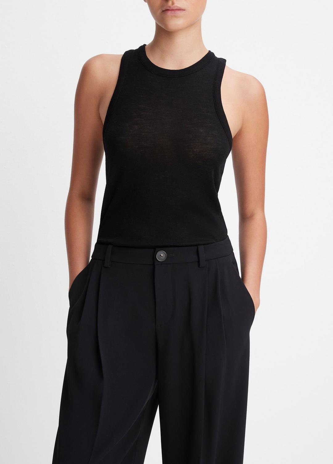Drop-Waist Pleated Crepe Trouser in Trousers BLACK | VINCE Women
