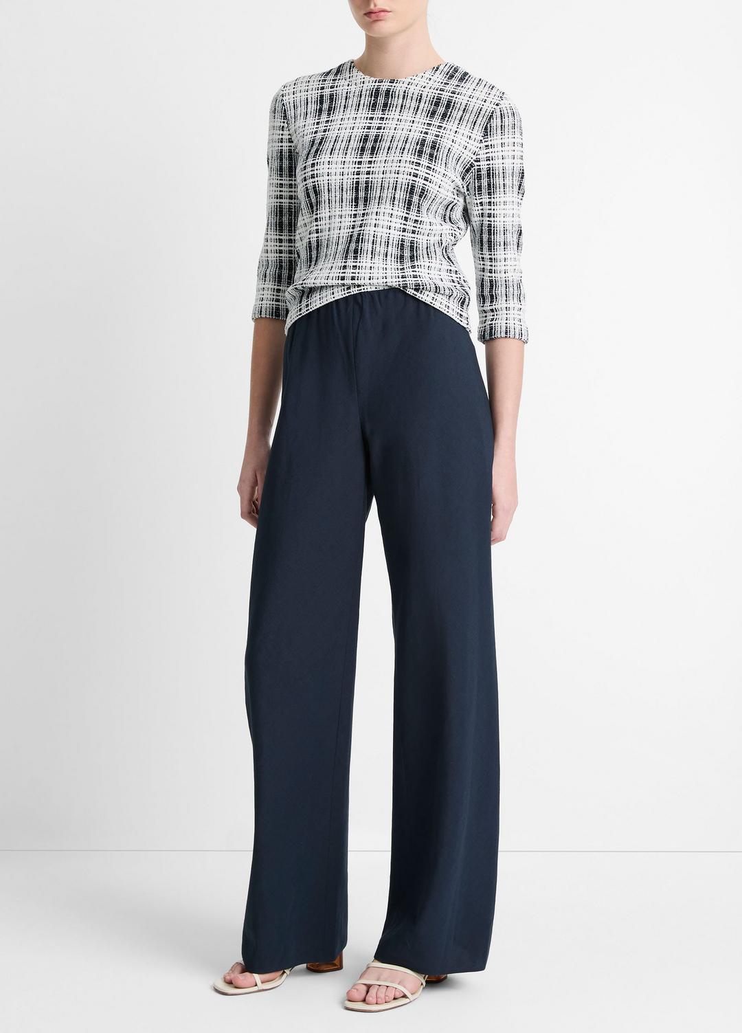 Cotton-Blend High-Waist Bias Pant in Wide Leg COASTAL BLUE | VINCE Women