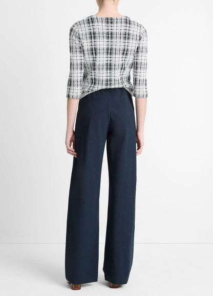 Cotton-Blend High-Waist Bias Pant in Wide Leg COASTAL BLUE | VINCE Women
