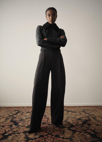 High-Waist Pleated Trouser in Trousers BLACK | VINCE Women