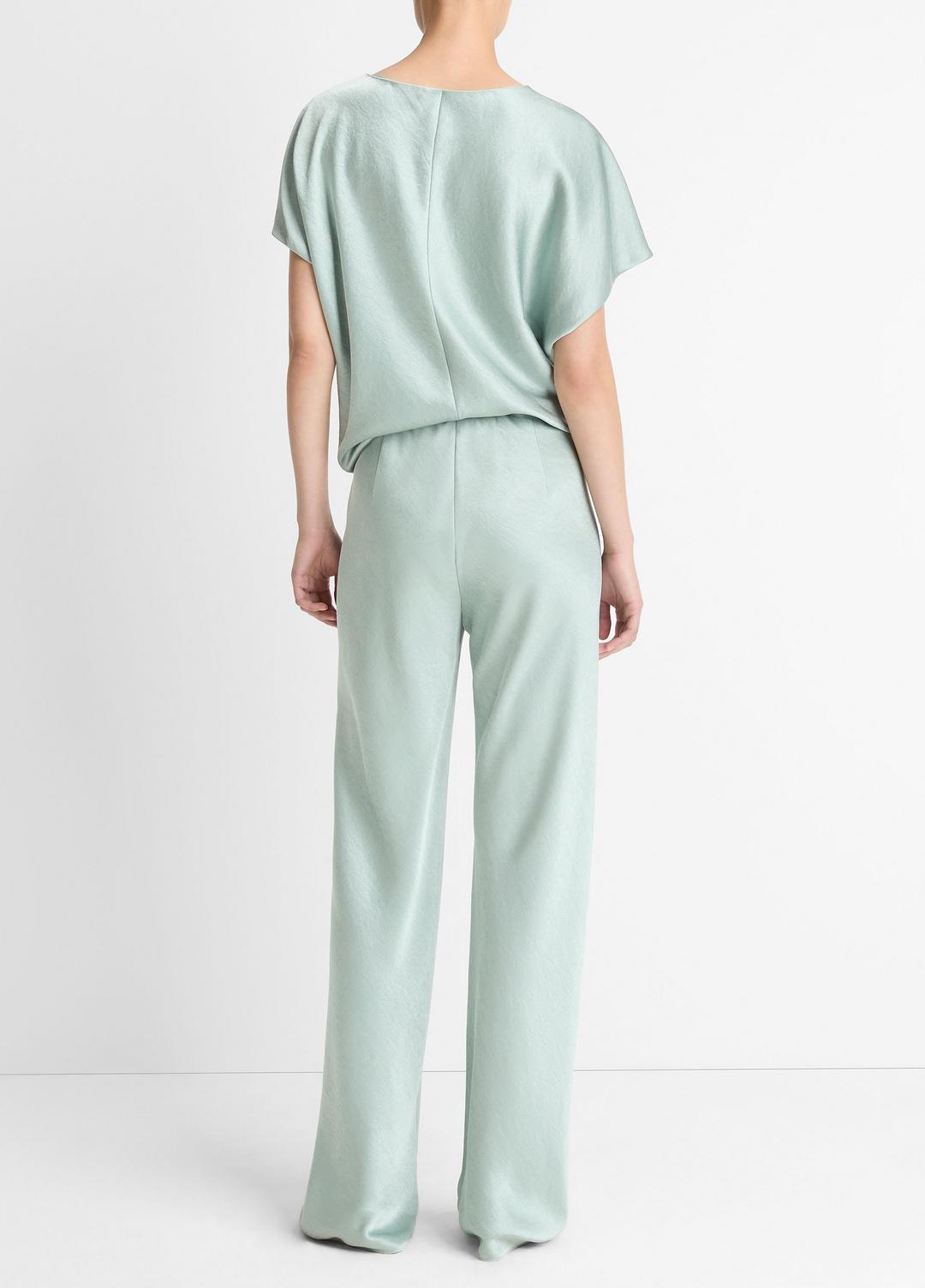 Colette High-Rise Fluid Satin Bias Pant in Trousers ALOE STONE | VINCE Women