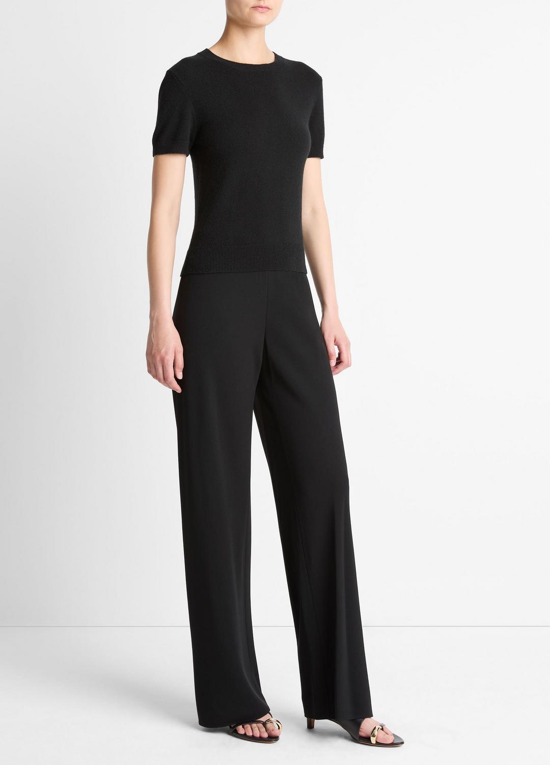 Colette High-Rise Crepe Bias Pant in Trousers BLACK | VINCE Women