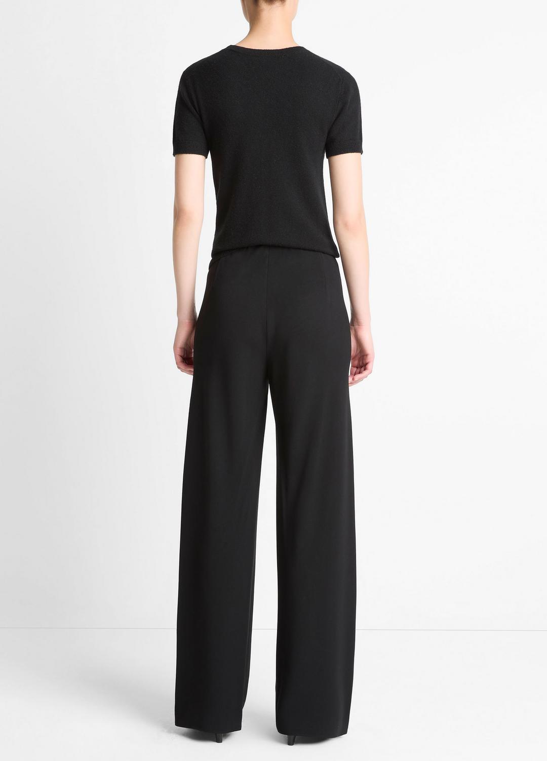 Colette High-Rise Crepe Bias Pant in Trousers BLACK | VINCE Women