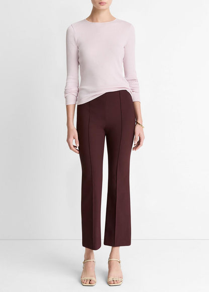 Niki Mid-Rise Pintuck Crop Flare Pant in Trousers OXBLOOD | VINCE Women