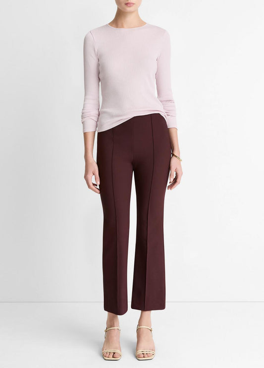 Niki Mid-Rise Pintuck Crop Flare Pant in Trousers OXBLOOD | VINCE Women