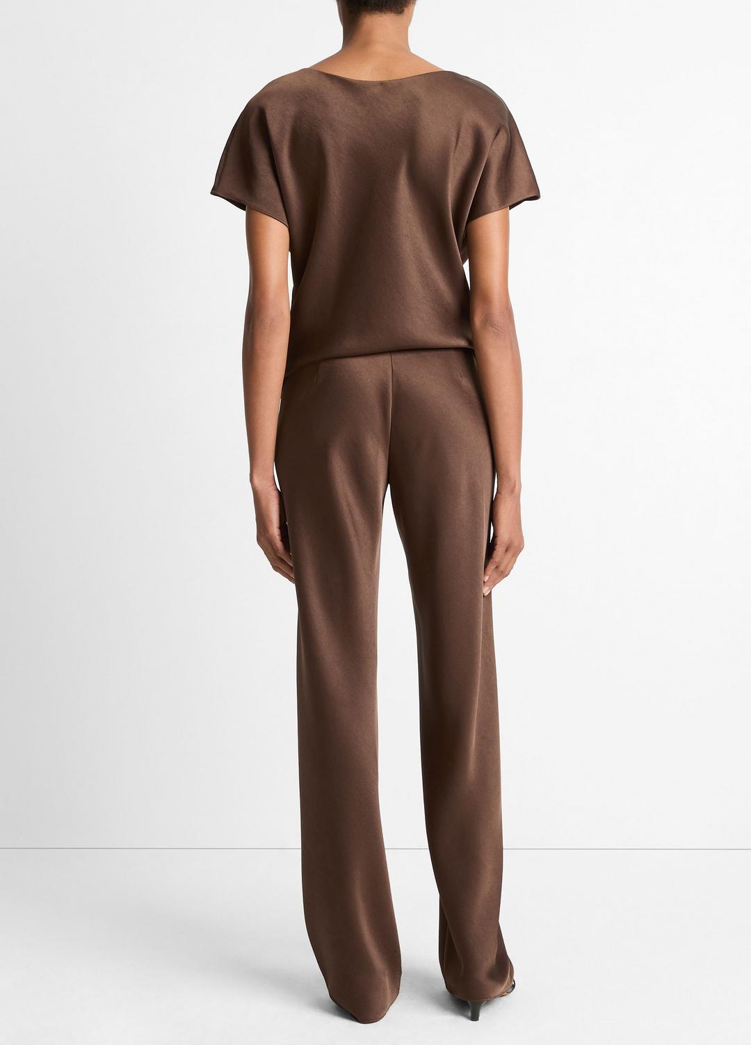 Colette High-Rise Fluid Satin Bias Pant in Trousers ESPRESSO | VINCE Women
