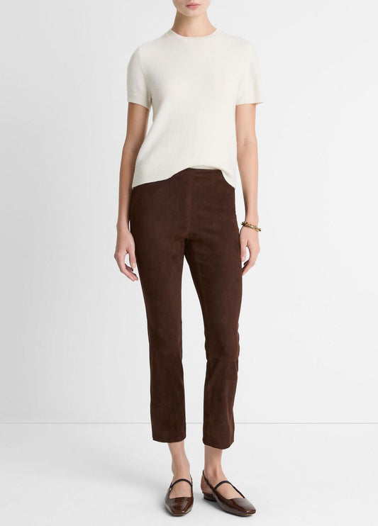 Suede Split-Hem Cropped Pant in Leggings CHOCOLATE | VINCE Women