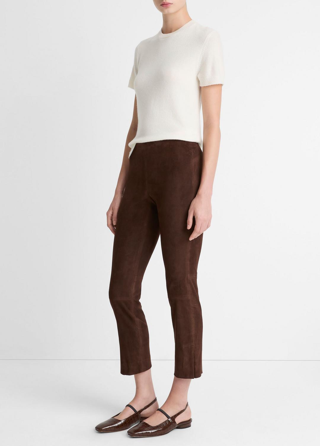 Suede Split-Hem Cropped Pant in Leggings CHOCOLATE | VINCE Women