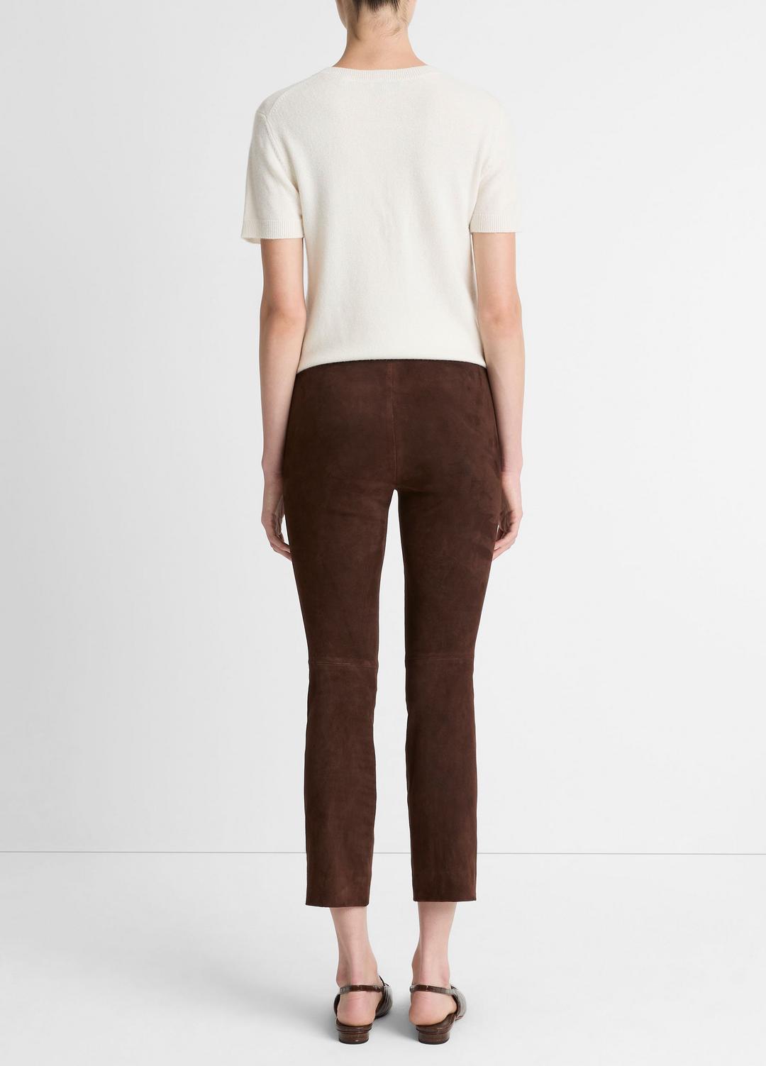 Suede Split-Hem Cropped Pant in Leggings CHOCOLATE | VINCE Women