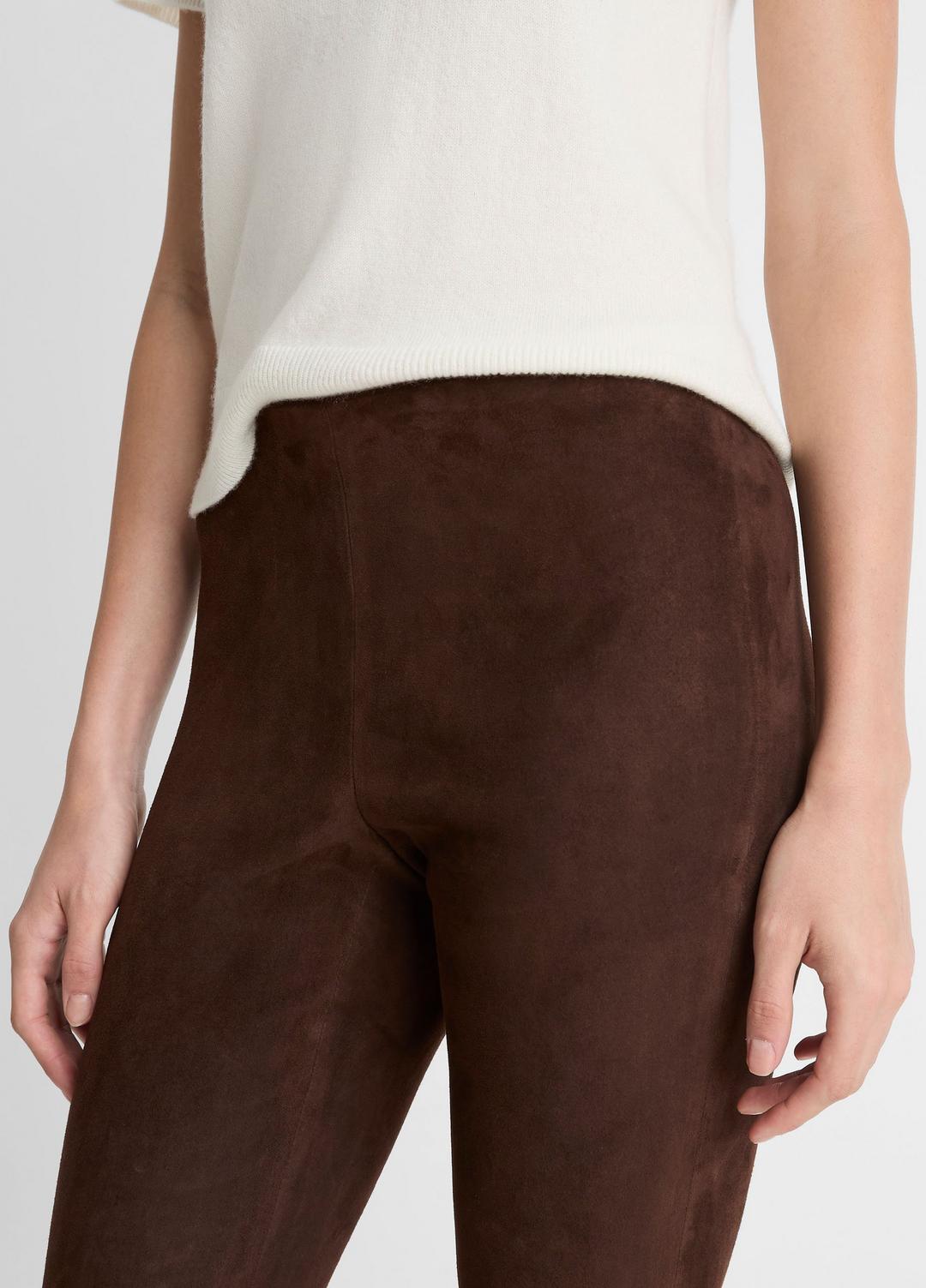 Suede Split-Hem Cropped Pant in Leggings CHOCOLATE | VINCE Women