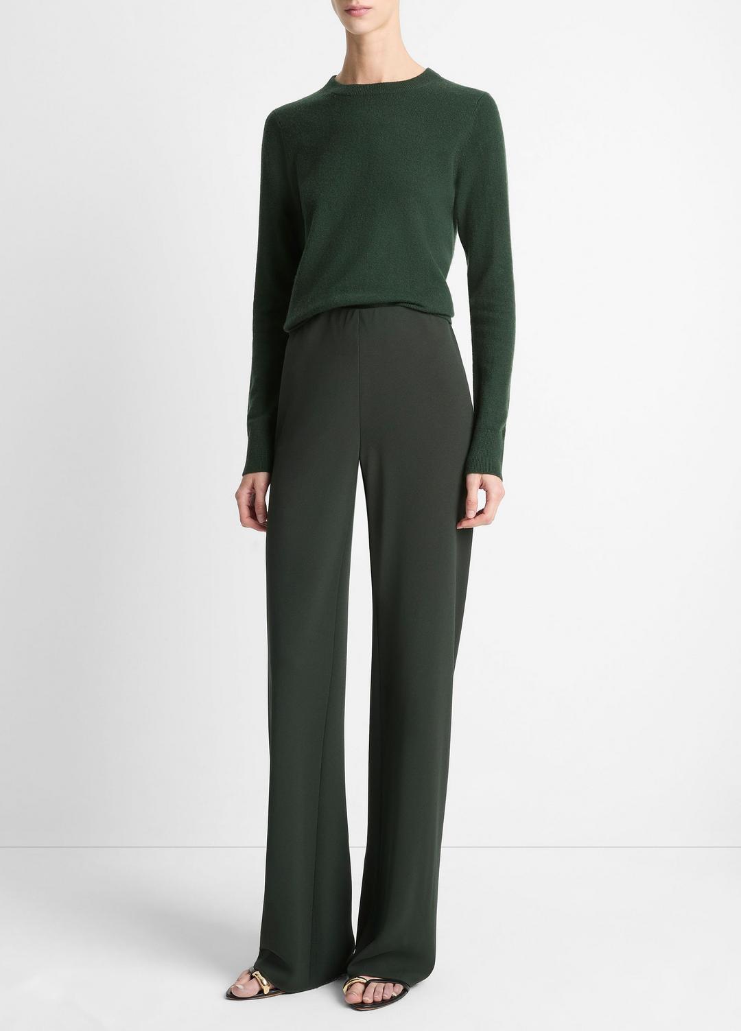 Colette High-Rise Crepe Bias Pant in Trousers VERDE | VINCE Women