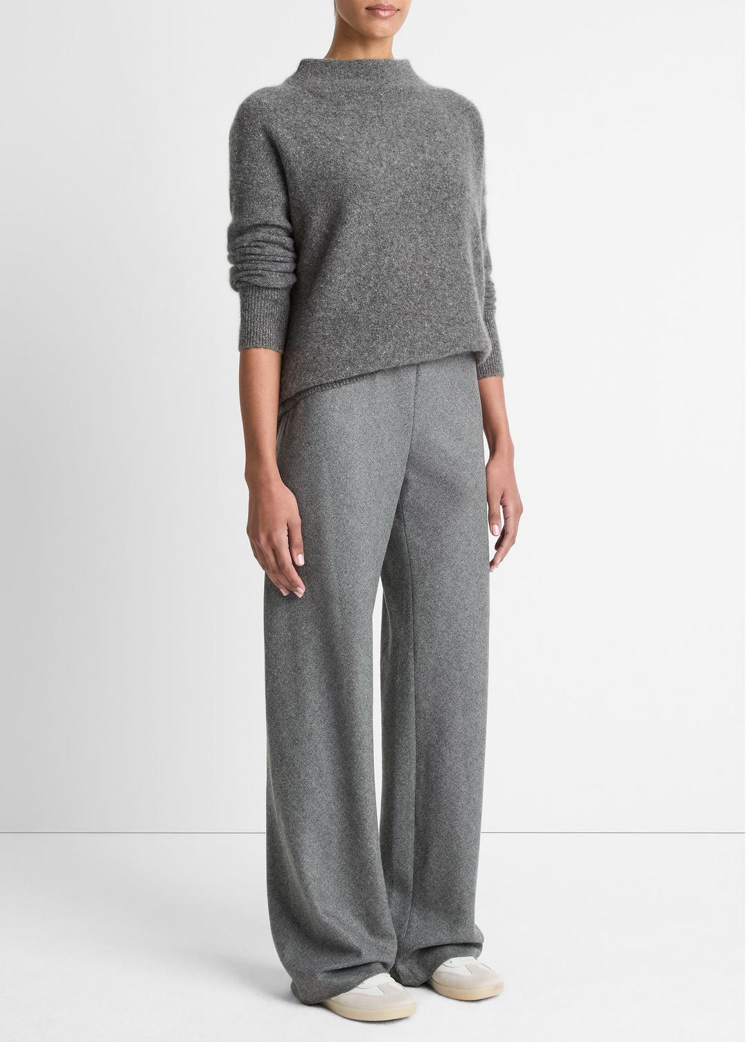 Italian Wool-Blend High-Waist Bias Pant in Trousers MEDIUM HEATHER GREY | VINCE Women