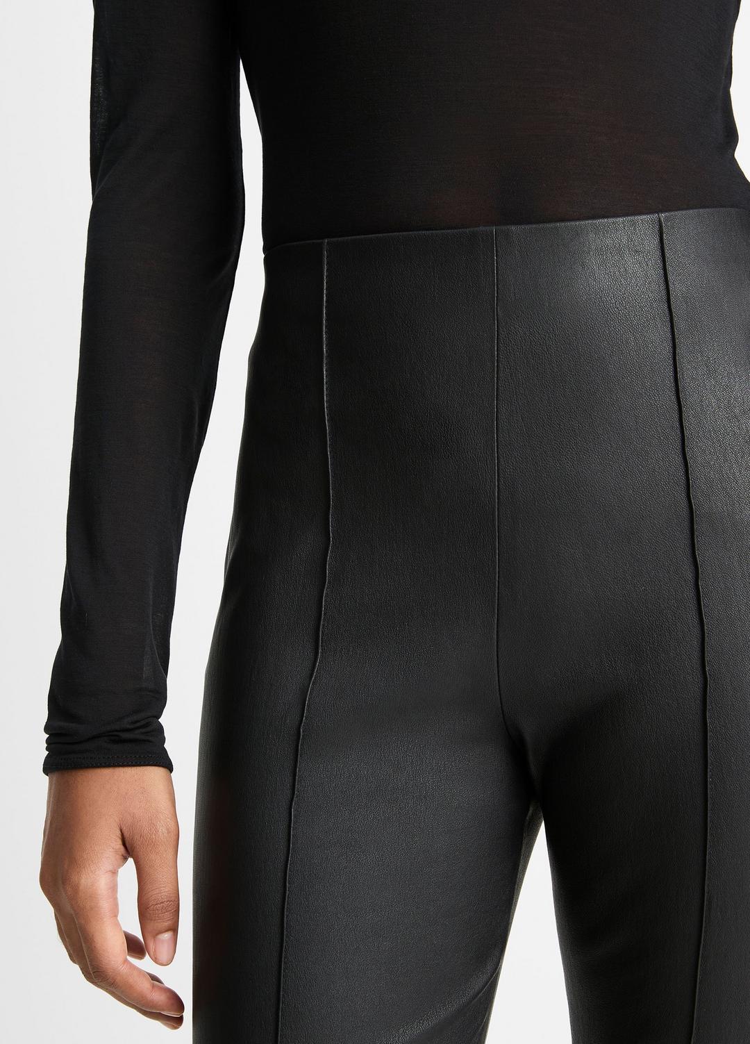 Stretch-Leather Crop Flare Pant in Trousers BLACK | VINCE Women