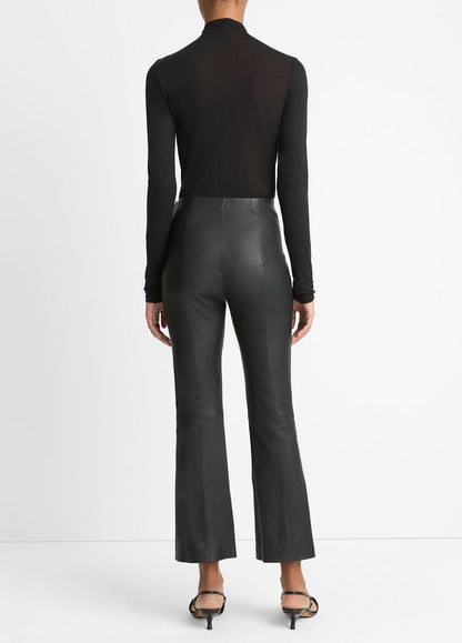 Stretch-Leather Crop Flare Pant in Trousers BLACK | VINCE Women
