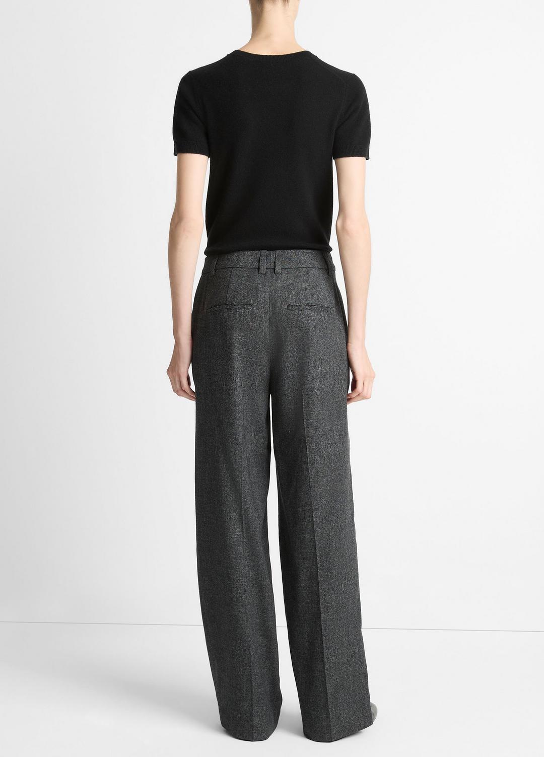 Italian Jaspe Pintuck High-Waist Wide-Leg Pant in Wide Leg MEDIUM HEATHER GREY | VINCE Women