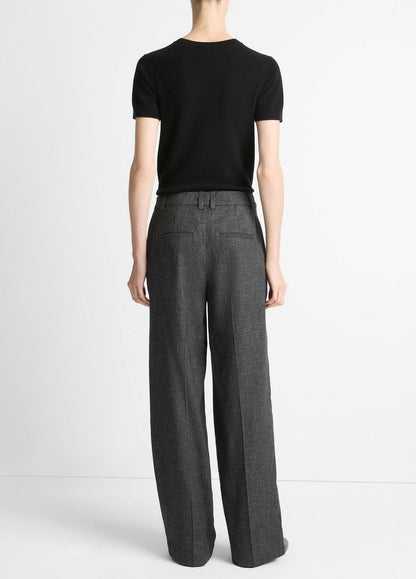 Italian Jaspe Pintuck High-Waist Wide-Leg Pant in Wide Leg MEDIUM HEATHER GREY | VINCE Women