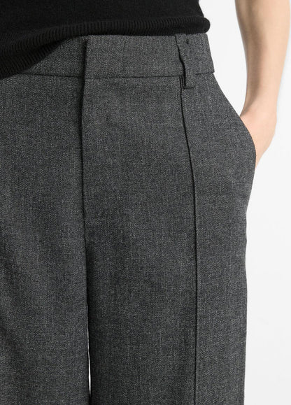Italian Jaspe Pintuck High-Waist Wide-Leg Pant in Wide Leg MEDIUM HEATHER GREY | VINCE Women