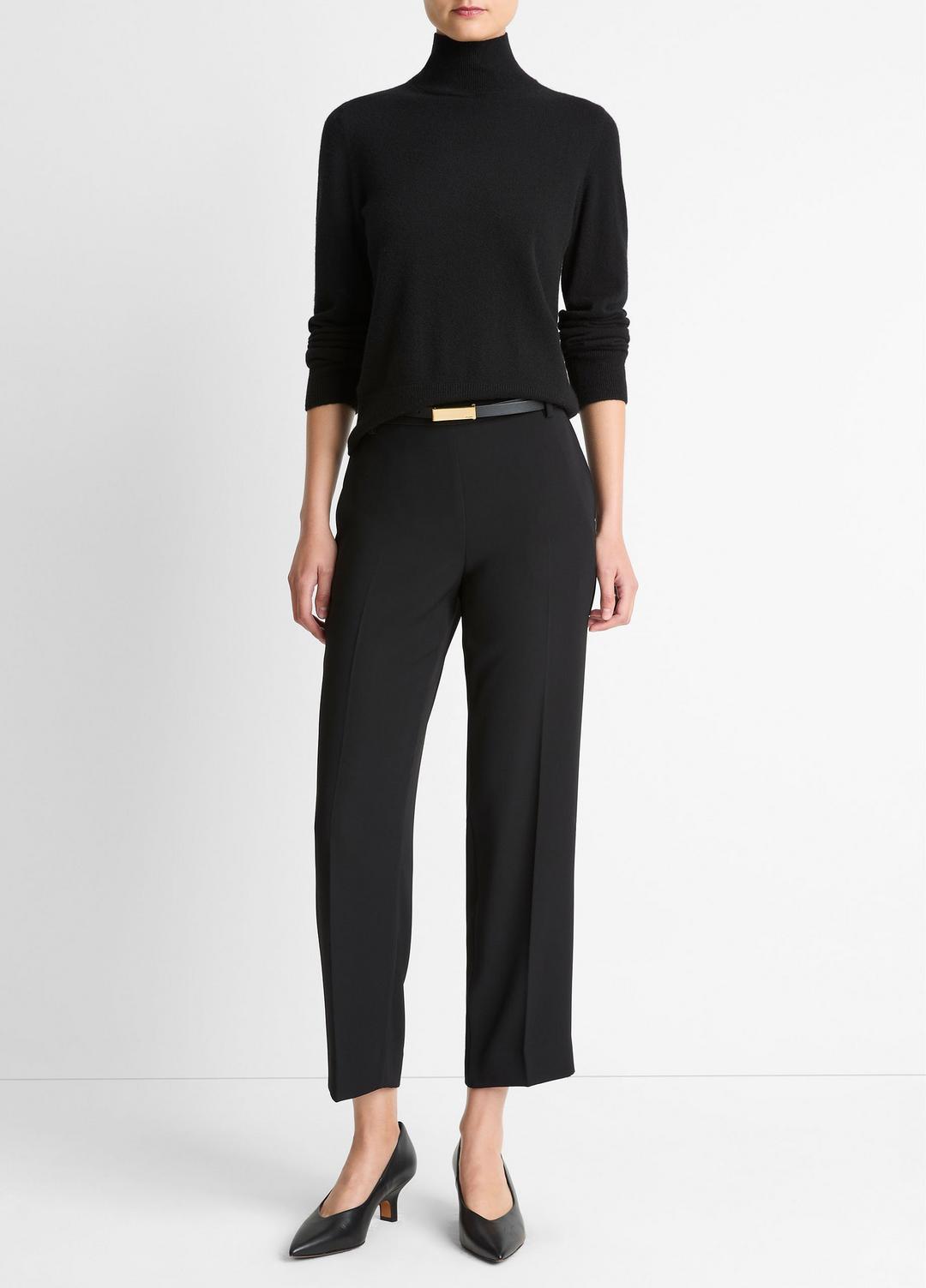 Crepe Tapered Pull-On Pant in Trousers BLACK | VINCE Women