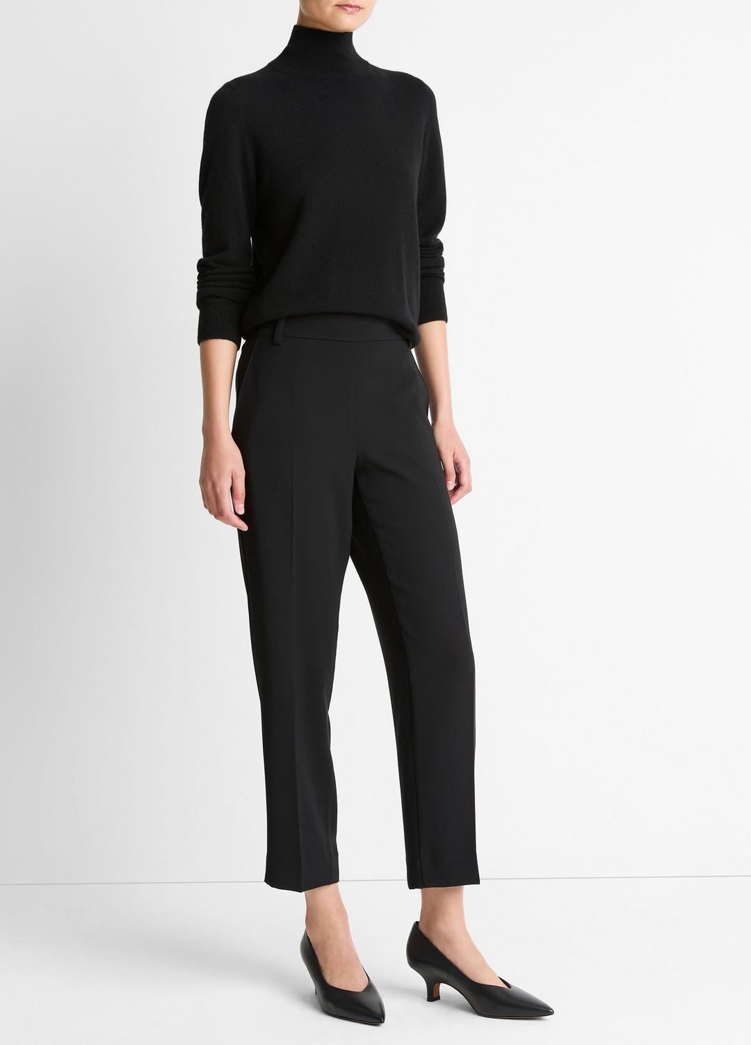 Crepe Tapered Pull-On Pant in Trousers BLACK | VINCE Women