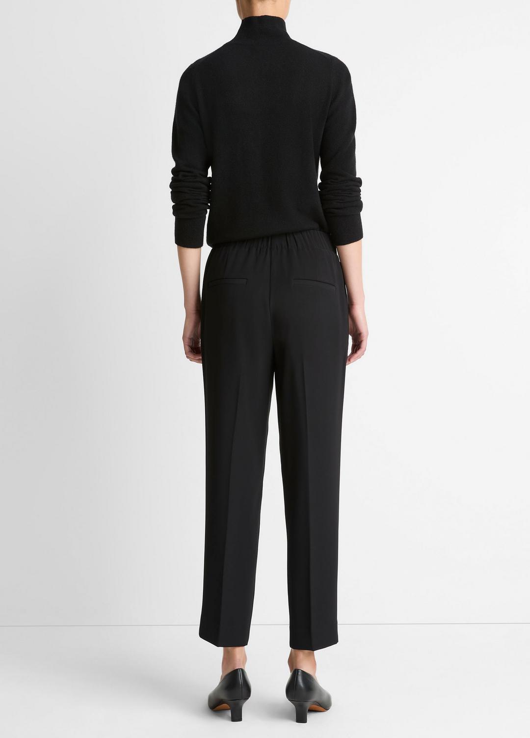 Crepe Tapered Pull-On Pant in Trousers BLACK | VINCE Women