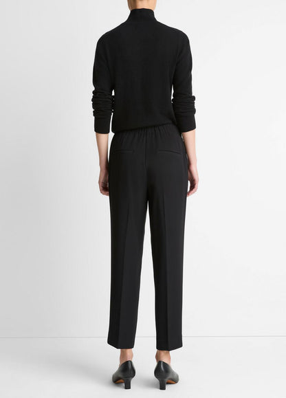 Crepe Tapered Pull-On Pant in Trousers BLACK | VINCE Women