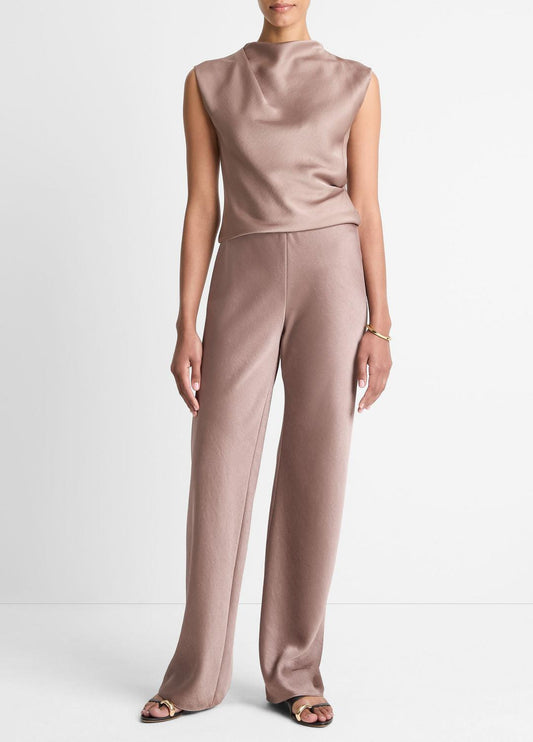 Colette High-Rise Fluid Satin Bias Pant in Trousers MAUVE LILAC | VINCE Women