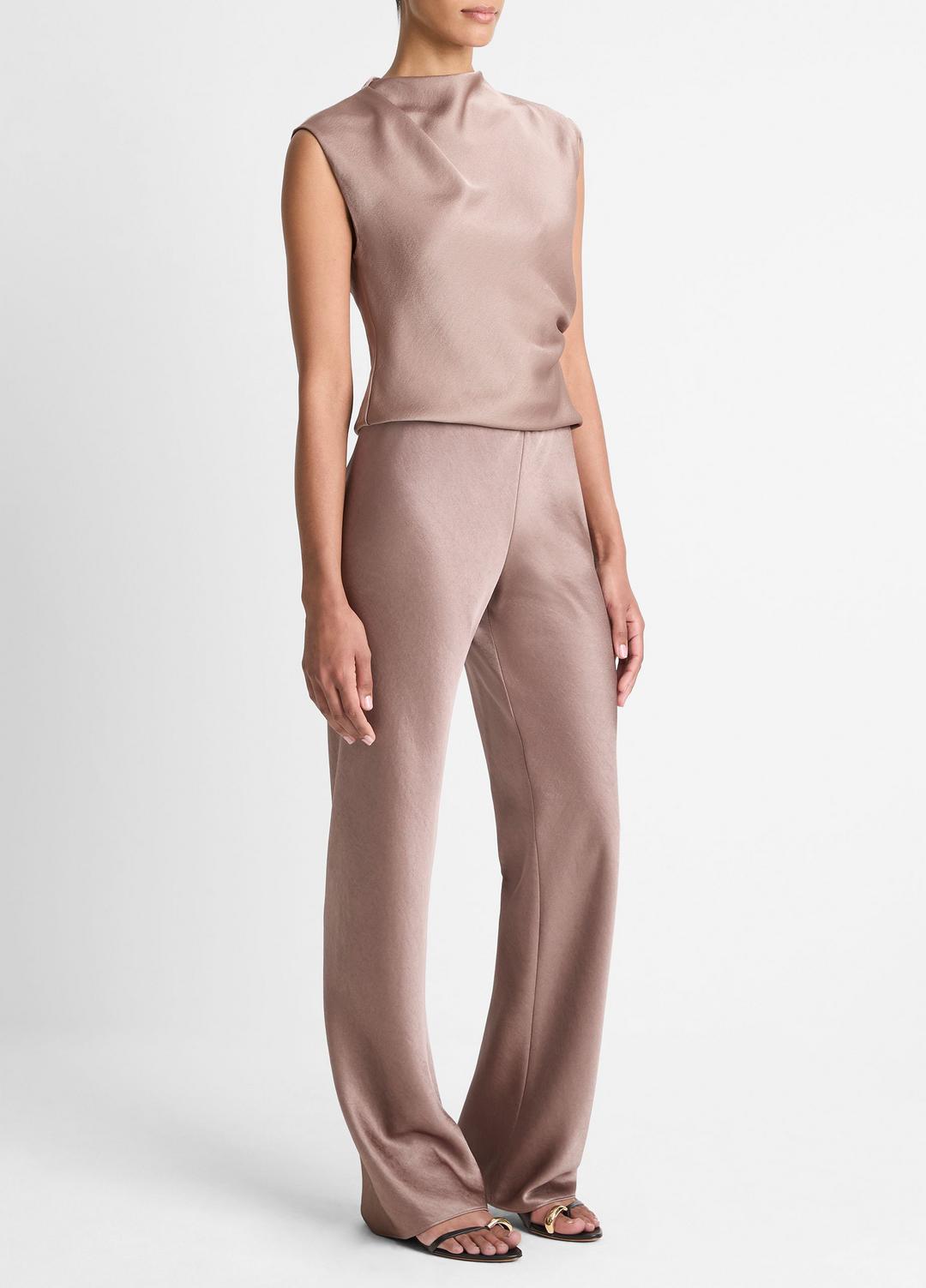 Colette High-Rise Fluid Satin Bias Pant in Trousers MAUVE LILAC | VINCE Women