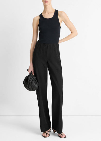 Cotton-Blend High-Waist Bias Pant in Trousers BLACK | VINCE Women