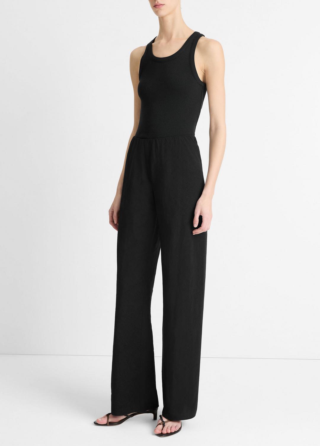Cotton-Blend High-Waist Bias Pant in Trousers BLACK | VINCE Women