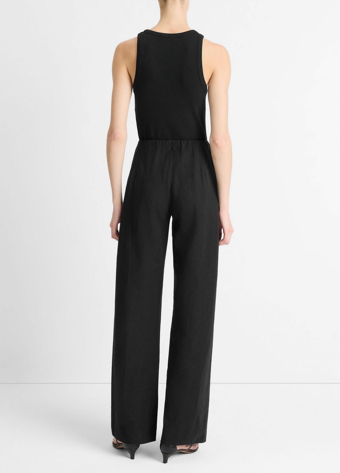 Cotton-Blend High-Waist Bias Pant in Trousers BLACK | VINCE Women