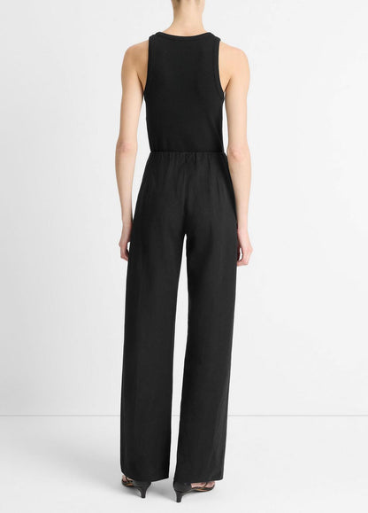 Cotton-Blend High-Waist Bias Pant in Trousers BLACK | VINCE Women