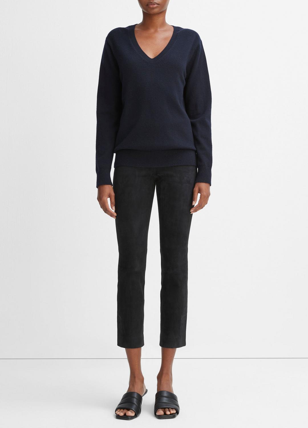 Stretch Suede Split Hem Crop Legging in Leggings COASTAL BLUE | VINCE Women