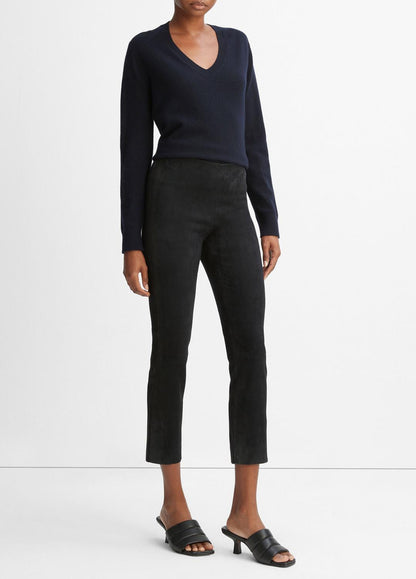 Stretch Suede Split Hem Crop Legging in Leggings COASTAL BLUE | VINCE Women