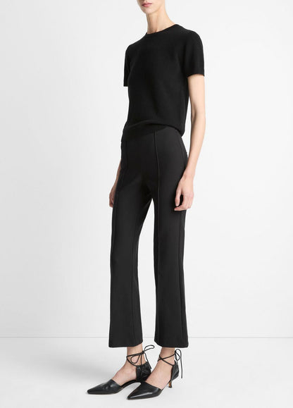 Niki Mid-Rise Pintuck Crop Flare Pant in Trousers BLACK | VINCE Women