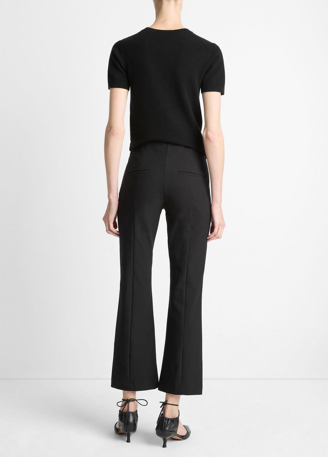 Niki Mid-Rise Pintuck Crop Flare Pant in Trousers BLACK | VINCE Women