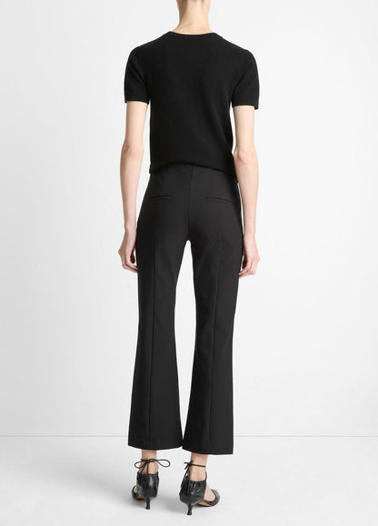 Niki Mid-Rise Pintuck Crop Flare Pant in Trousers BLACK | VINCE Women