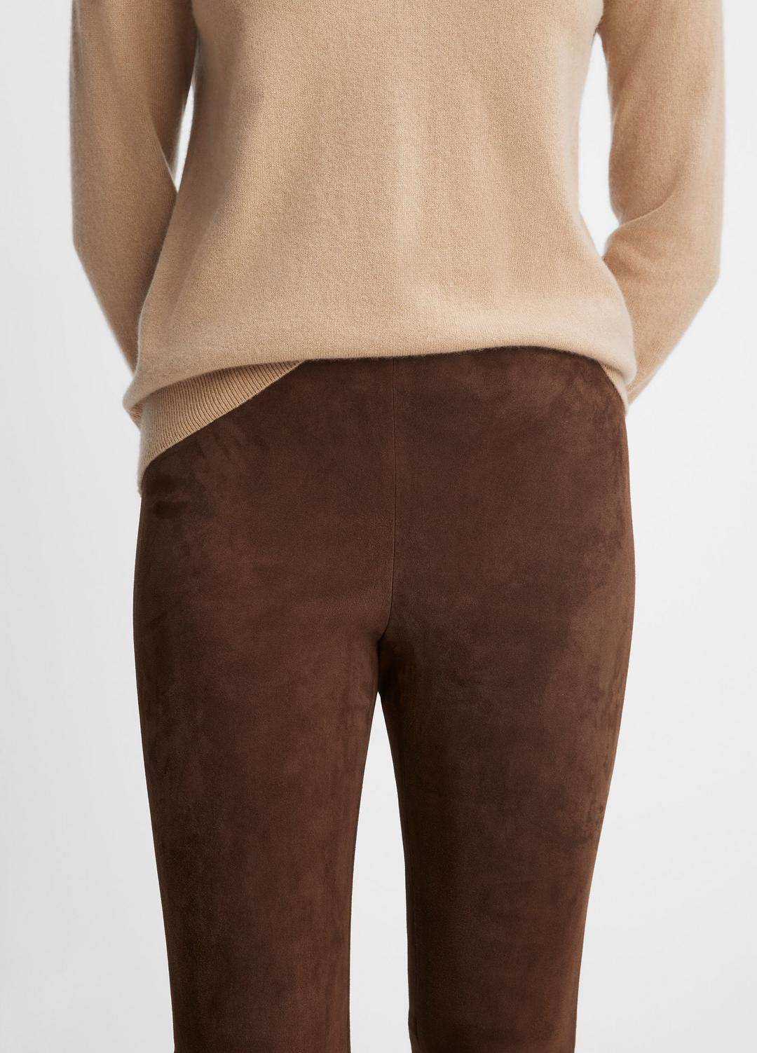 Stretch Suede Split Hem Crop Legging in Leggings DARK WHEAT | VINCE Women