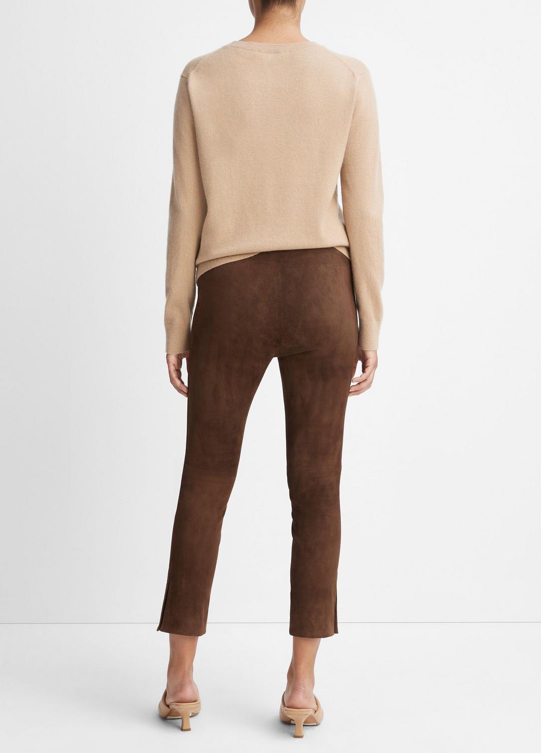 Stretch Suede Split Hem Crop Legging in Leggings DARK WHEAT | VINCE Women