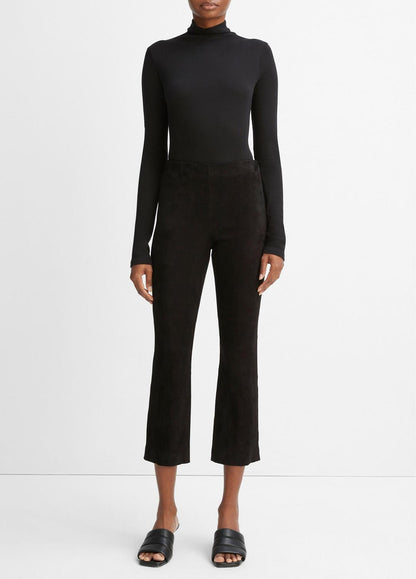 Stretch-Suede Cropped Flare Legging in Leggings BLACK | VINCE Women