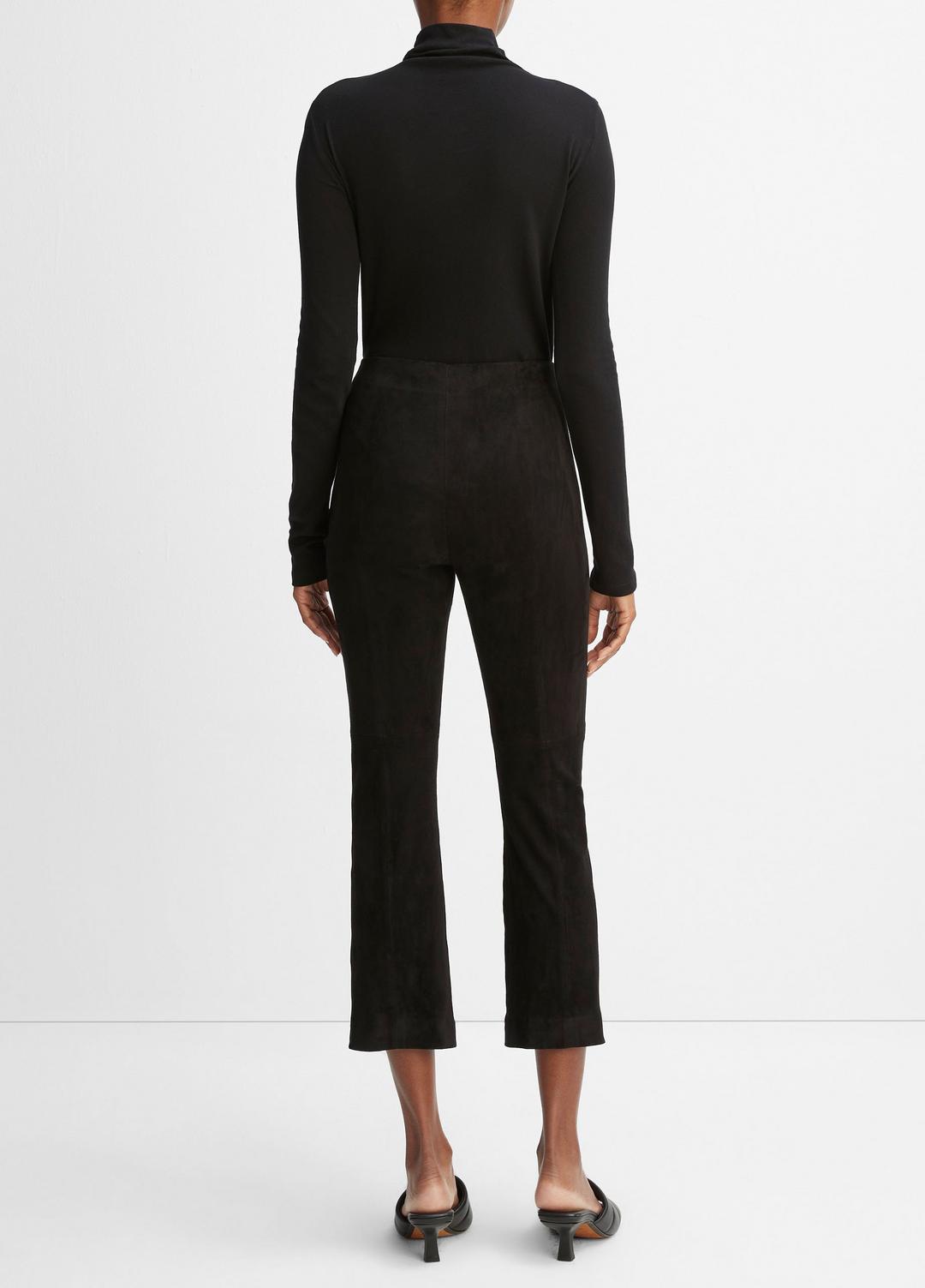 Stretch-Suede Cropped Flare Legging in Leggings BLACK | VINCE Women