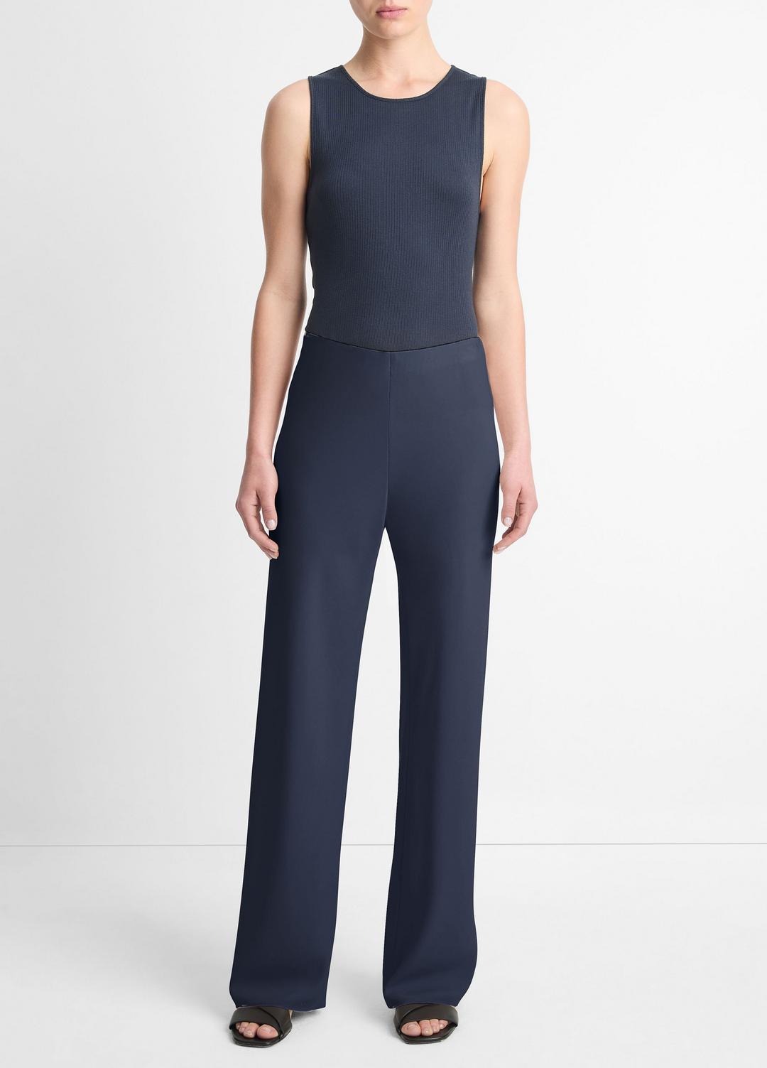 Colette High-Rise Crepe Bias Pant in Trousers COASTAL BLUE | VINCE Women