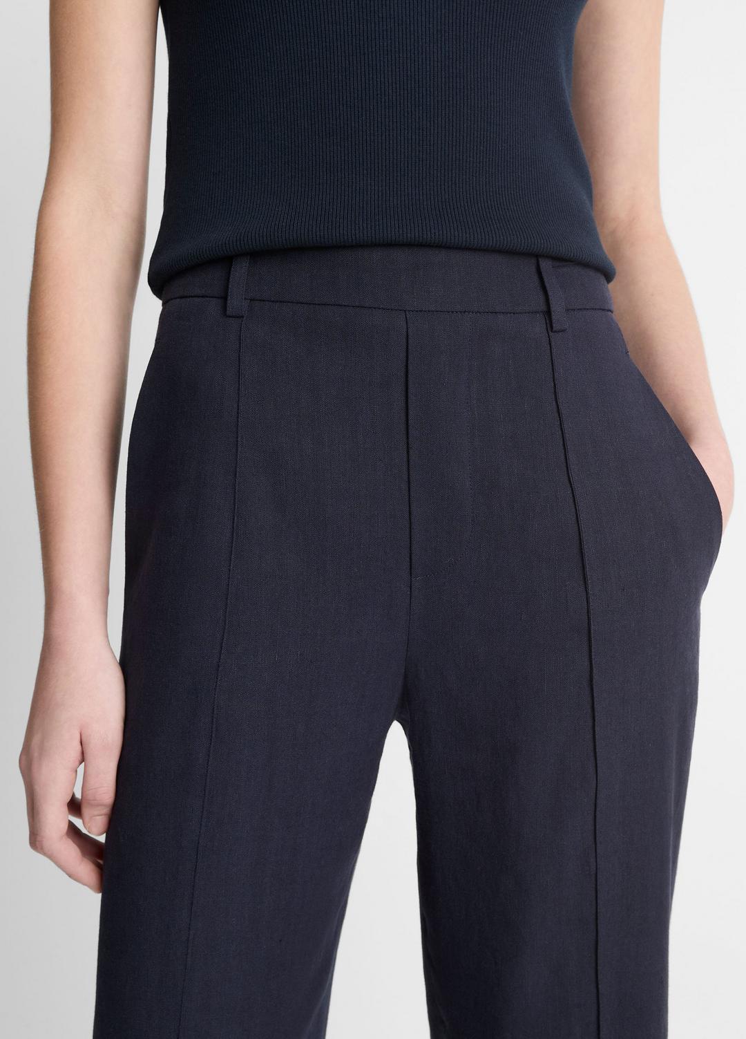 Grace Mid-Rise Linen-Blend Pull-On Pant in Trousers COASTAL BLUE | VINCE Women